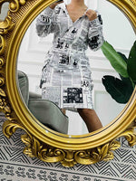 Încarcă imaginea în vizualizatorul Galerie, Rochie hanorac cu glugă cu șnur cu imprimeu aspect denim

