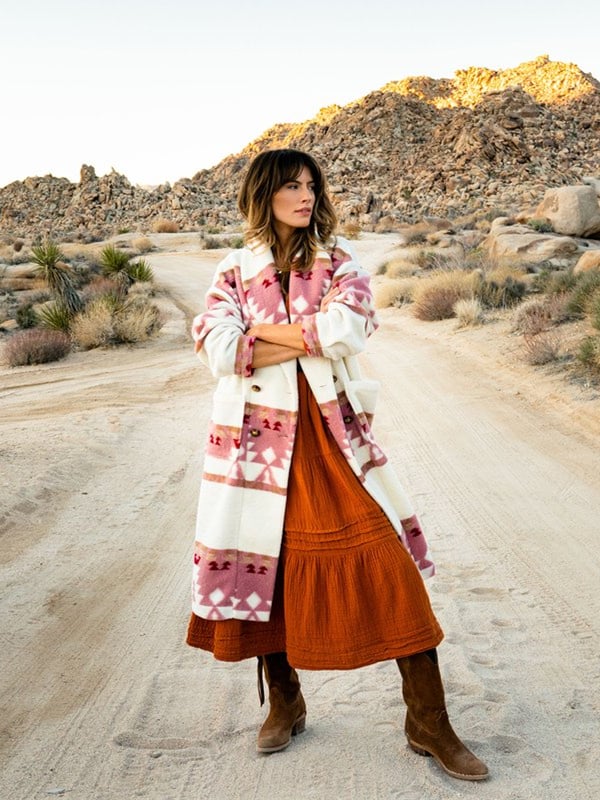 🔥Livrare rapidă gratuită astăzi🔥Genuță roz cu imprimeu Navajo Beth Dutton