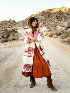 🔥Livrare rapidă gratuită astăzi🔥Genuță roz cu imprimeu Navajo Beth Dutton