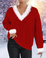 Încarcă imaginea în vizualizatorul Galerie, Crăciun limitat - Top casual cu guler de blană simplu
