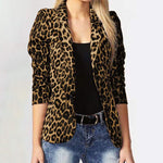 Încarcă imaginea în vizualizatorul Galerie, Jachetă elegantă cu mâneci lungi, cu imprimeu leopard, cu nasturi, cu umeri cu pernițe
